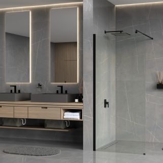 Душевая перегородка WasserKRAFT Rur 30W44MB 100 см профиль чёрный стекло прозрачное