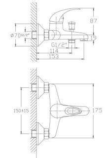 Смеситель для ванны Haiba HB3015 хром