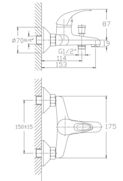 Смеситель для ванны Haiba HB3015 хром