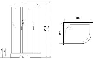 Душевая кабина Niagara NG-3512-14LF с гидромассажем 120x80см серебро/тонированное