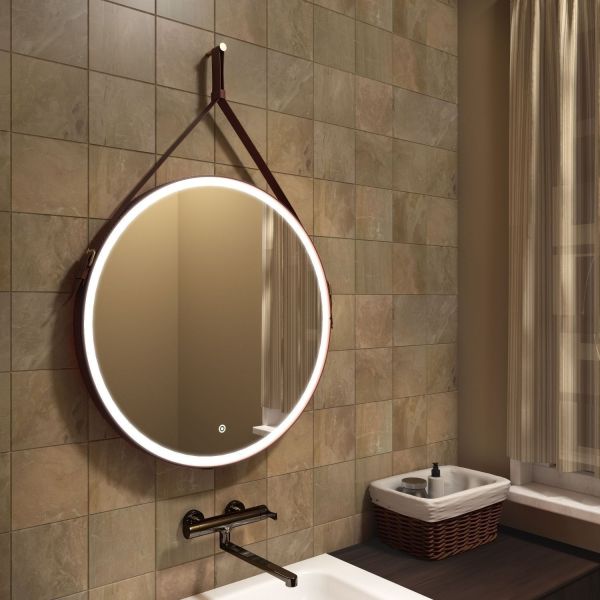Зеркало с подсветкой Art&Max Milan 80см коричневый AM-Mil-800-DS-F-Brown