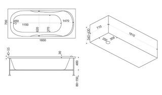 Акриловая ванна Bas Мальдива Standart 160x70 Акриловая ванна Bas Мальдива Standart 160x70