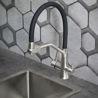 Смеситель для кухни Melana Uniqui MLN-610701 с гибким изливом и фильтром питьевой воды чёрный/сатин Смеситель для кухни Melana Uniqui MLN-610701 с гибким изливом и фильтром питьевой воды чёрный/сатин
