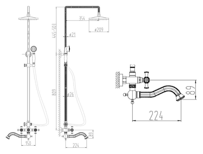Душевая стойка Zorg Zorg Antic A 7002DS-BR