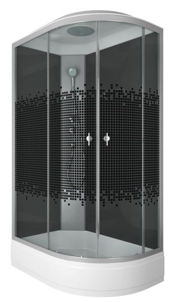 Душевая кабина Niagara NG-3524-14L BLACK 120x80см серебро/тонированное с узором