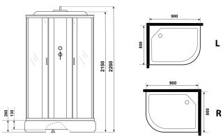 Душевая кабина Niagara NG-33984-14RF с гидромассажем 90x80см серебро/матовое