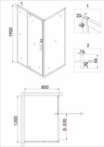 Душевой уголок Niagara NG-0220-08 BLACK 120x80см чёрный/прозрачное
