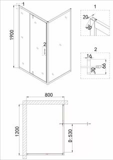 Душевой уголок Niagara NG-0220-08 BLACK 120x80см чёрный/прозрачное