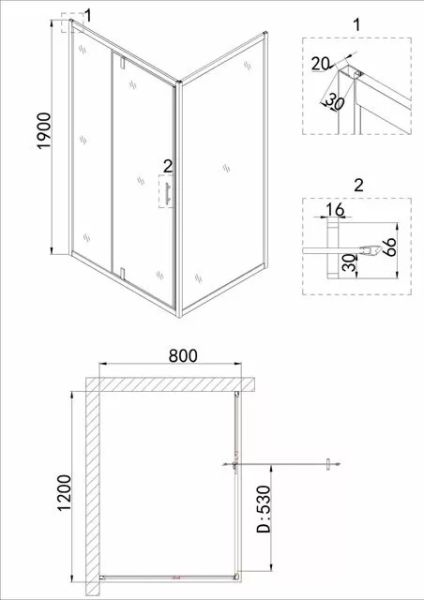 Душевой уголок Niagara NG-0220-08 BLACK 120x80см чёрный/прозрачное