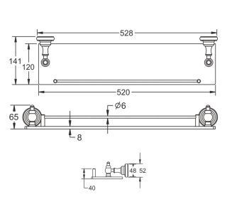 Полка стеклянная Rose RG1119Q 53см бронза Полка стеклянная Rose RG1119Q 53см бронза