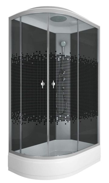 Душевая кабина Niagara NG-3524-14R BLACK 120x80см серебро/тонированное с узором