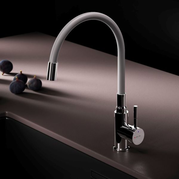 Смеситель для кухни Am.Pm X-Joy S F85B07605 с гибким изливом серый/хром