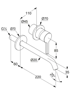 Смеситель для раковины Kludi Nova Fonte Pura 20245N115 брашированная бронза