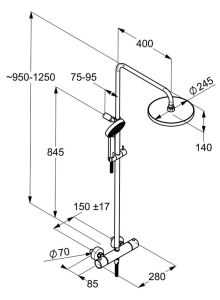 Душевая стойка Kludi A-QAs Dual shower system с термостатом хром 6619505-00