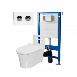 Комплект унитаза с инсталляцией Point Элемент PN48211WC с сиденьем Микролифт