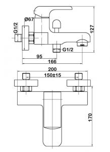 Смеситель для ванны Swedbe Iris 2230 хром