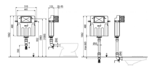 Бачок скрытого монтажа AlcaPlast Basicmodul для замуровывания в стену AM112W