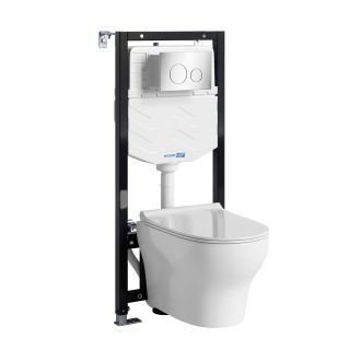 Система инсталляции с унитазом WasserKRAFT Aller 10TLT.010.ME.CH02.H001 кнопка смыва хром
