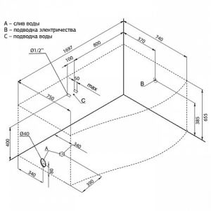 Акриловая ванна Aquanet Borneo 170x90 R