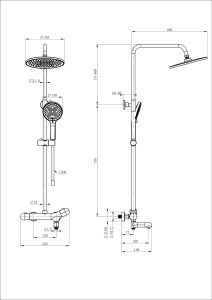 Душевая стойка Wonzon & Woghand T-1000 WW-B3057-A-MB с термостатом чёрный матовый