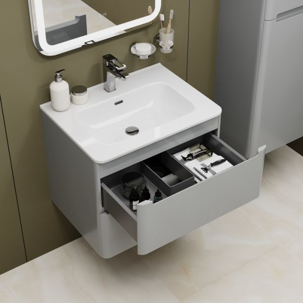 Подвесная тумба с раковиной IDDIS Edifice EDI60L0i95K 60см светло-серый
