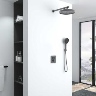 Душевой комплект Vincea Inspire VSFW-3I21MT2GM встраиваемый, термостатический, двухрежимный, вороненая сталь Душевой комплект Vincea Inspire VSFW-3I21MT2GM встраиваемый, термостатический, двухрежимный, вороненая сталь