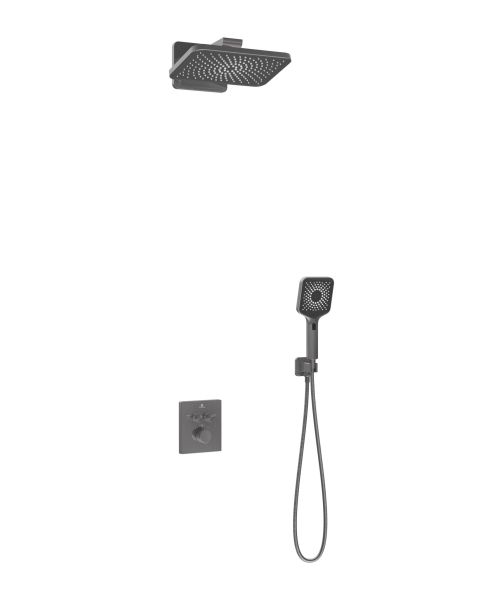 Душевой комплект Vincea Inspire VSFW-3I21MT4GM встраиваемый, термостатический, двухрежимный, вороненая сталь Душевой комплект Vincea Inspire VSFW-3I21MT4GM встраиваемый, термостатический, двухрежимный, вороненая сталь