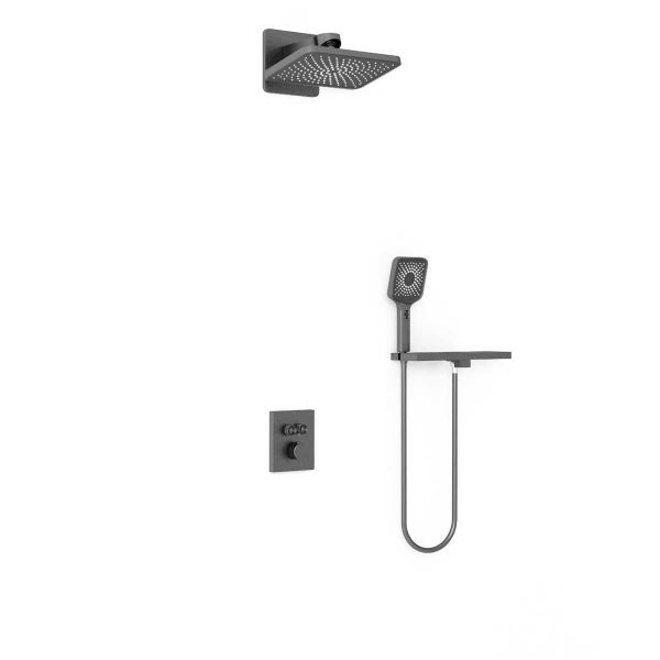 Душевой комплект Vincea Inspire VSFW-3I21MT4RGM встраиваемый, термостатический, двухрежимный, вороненая сталь