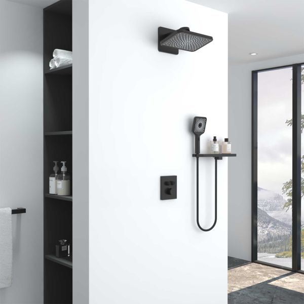 Душевой комплект Vincea Inspire VSFW-3I21MT4RMB встраиваемый, термостатический, двухрежимный, черный Душевой комплект Vincea Inspire VSFW-3I21MT4RMB встраиваемый, термостатический, двухрежимный, черный