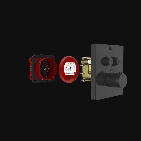 Душевой комплект Vincea Inspire VSFW-3I21T1RMB встраиваемый, термостатический, двухрежимный, черный