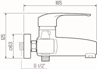 Смеситель для ванны с душем РМС SL50-009E хром Смеситель для ванны с душем РМС SL50-009E хром