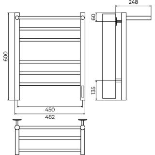Полотенцесушитель электрический Terminus Аврора 4670078556783 с полкой П6 45х60 см белый матовый