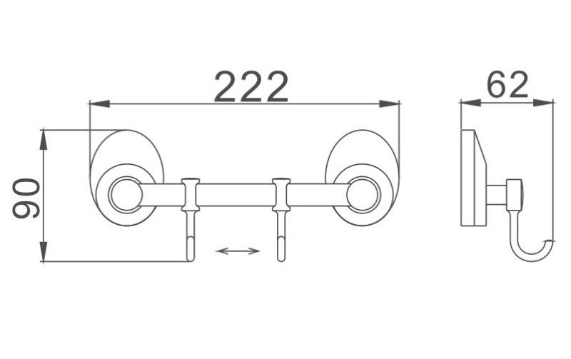 Планка с крючками для полотенец Haiba HB1615-2 хром