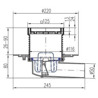 Душевой трап Azario AZ-C381 A с решёткой под плитку