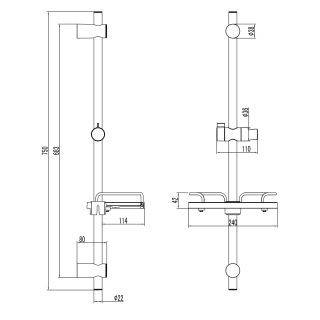 Душевая штанга с мыльницей Lemark LM3775GM 75 см графит