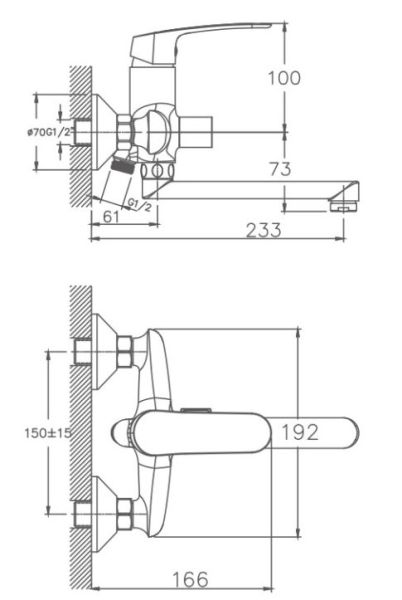 Смеситель для ванны Haiba HB60183 хром