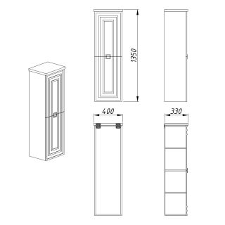 Пенал подвесной Azario Armario CS00096917 40 см левосторонний белый глянец