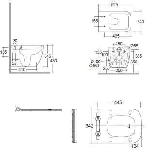 Подвесной унитаз Kludi Resa C 28WCSET43 безободковый белый
