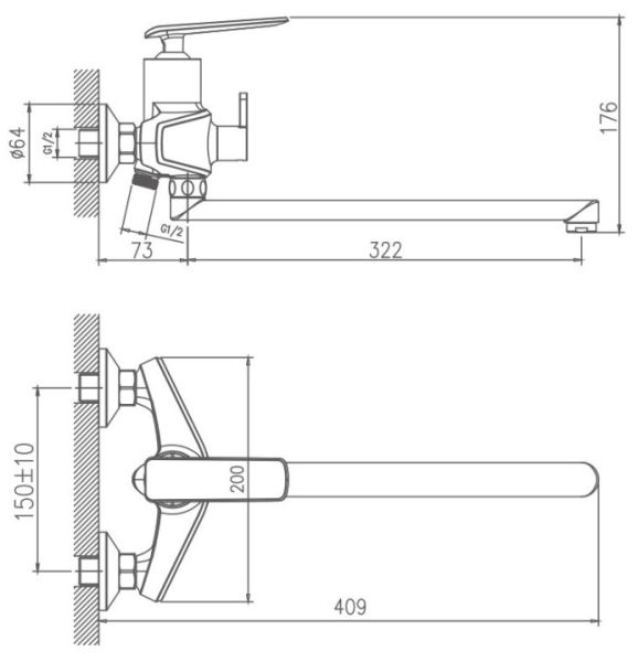 Смеситель для ванны Haiba HB22548-8 белый