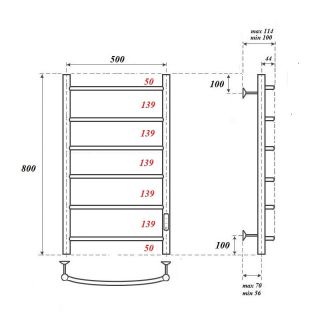 Полотенцесушитель электрический APEXTERMO Корона CR00185BM 80x50 см чёрный матовый