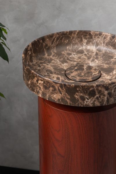 Накладная раковина с пьедесталом золото Armadi Art Sole Corian 801-ED+801-Base-Rwood Emprador/Red Wood Накладная раковина с пьедесталом золото Armadi Art Sole Corian 801-ED+801-Base-Rwood Emprador/Red Wood