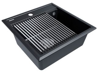 Комплект Paulmark: мойка Stepia 50 и ролл-мат Step PM115051-BLM+R375-BS чёрный металлик/брашированная нержавеющая сталь Комплект Paulmark: мойка Stepia 50 и ролл-мат Step PM115051-BLM+R375-BS чёрный металлик/брашированная нержавеющая сталь