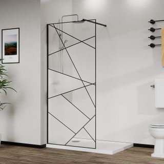 Душевая перегородка Azario Walk-in AZ-271-120-MB-CGP 120 см профиль чёрный матовый стекло с узором