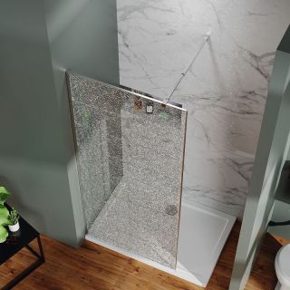 Душевая перегородка Azario Walk-in AZ-275-100-BGL-CBR 100 см профиль брашированное золото битое стекло