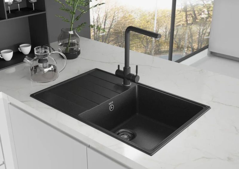 Смеситель для кухни Ulgran Quartz UQ-016-05 с дополнительным краном для питьевой воды бетон