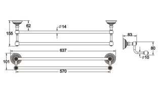 Полотенцедержатель Rose RG1427Q 64см бронза Полотенцедержатель Rose RG1427Q 64см бронза