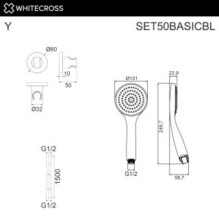 Душевая лейка WHITECROSS SET50BASICCR хром Душевая лейка WHITECROSS SET50BASICCR хром