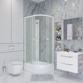 Душевая кабина Niagara Promo P100/80/26L/MT/BK 100x80 см без крыши профиль белый стекло матовое