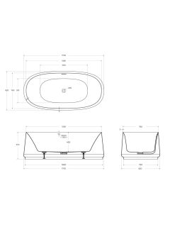 Ванна акриловая Cezares Люкс (Lux) CZR-LUX-CENTRAL-170-82-58 170x82 см