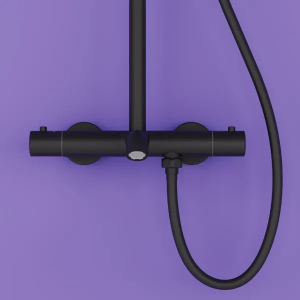 Душевая стойка Sancos Game SC3001MB с термостатом чёрный матовый